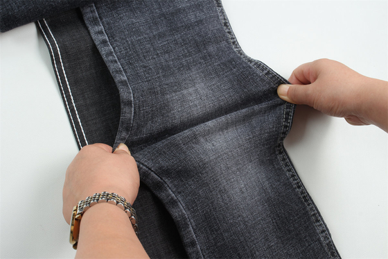 Υψηλής ποιότητας σκούρο μαύρο crossshatch Slub stretch denim ύφασμα για άνδρες τζιν