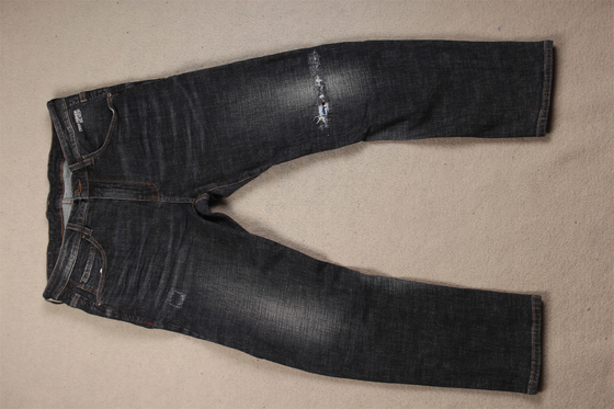 Υψηλής ποιότητας σκούρο μαύρο crossshatch Slub stretch denim ύφασμα για άνδρες τζιν