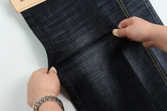 Dark Blue Grey Crosshatch Slub Cotton Spandex Denim Fabric For Jeans