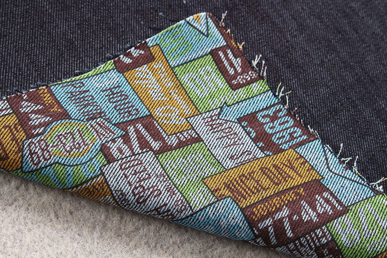 Καλή τιμή 13oz Twill τζιν προσαρμοσμένες ύφασμα πρόσωπο σχεδίων τυπωμένων υλών και πίσω πλευρά σε απευθείας σύνδεση